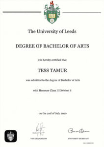 Degree certificate or transcript (UK)